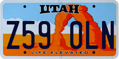 UT license plate Z590LN