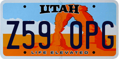 UT license plate Z590PG