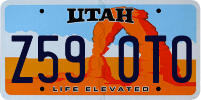 UT license plate Z590TO