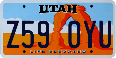 UT license plate Z590YU