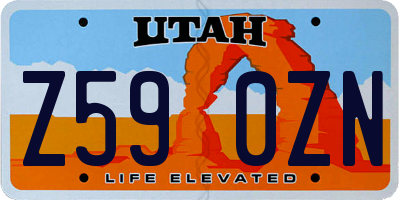 UT license plate Z590ZN