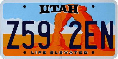 UT license plate Z592EN
