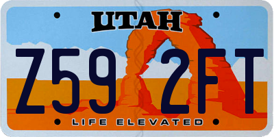 UT license plate Z592FT