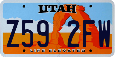 UT license plate Z592FW