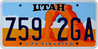 UT license plate Z592GA