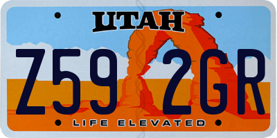 UT license plate Z592GR
