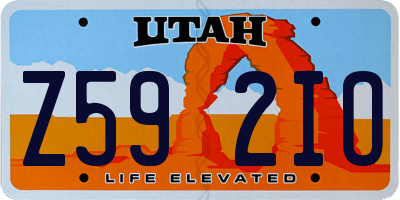 UT license plate Z592IO