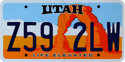 UT license plate Z592LW