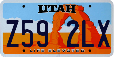 UT license plate Z592LX