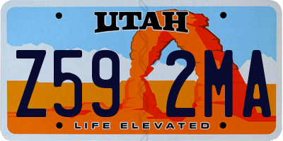 UT license plate Z592MA
