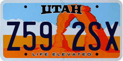 UT license plate Z592SX