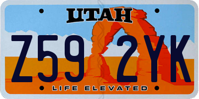 UT license plate Z592YK