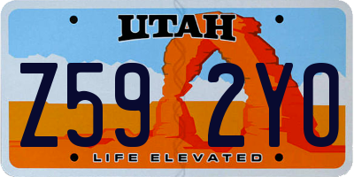 UT license plate Z592YO