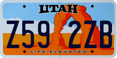 UT license plate Z592ZB