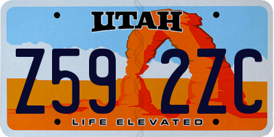 UT license plate Z592ZC