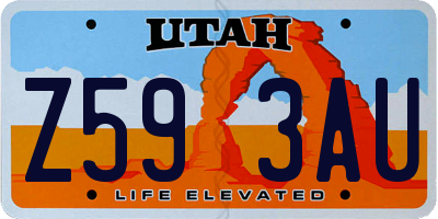 UT license plate Z593AU