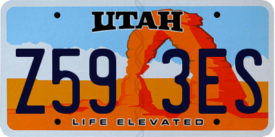 UT license plate Z593ES