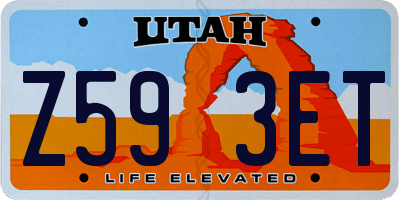 UT license plate Z593ET