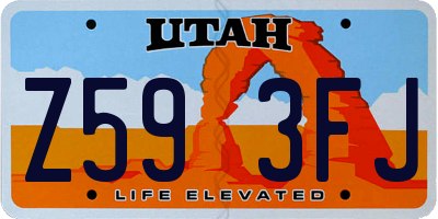 UT license plate Z593FJ