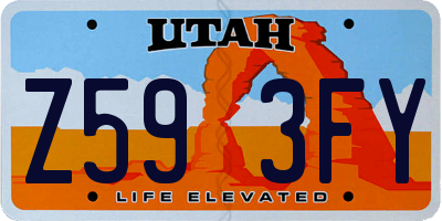 UT license plate Z593FY