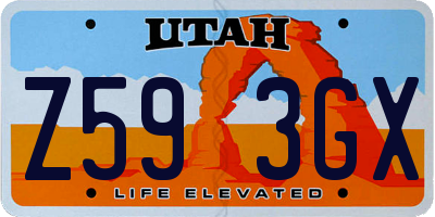 UT license plate Z593GX