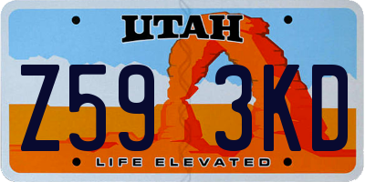 UT license plate Z593KD