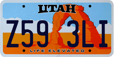 UT license plate Z593LI