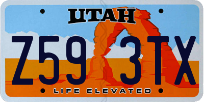 UT license plate Z593TX