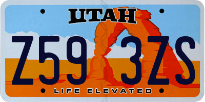 UT license plate Z593ZS