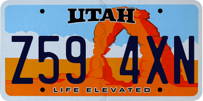UT license plate Z594XN