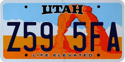 UT license plate Z595FA