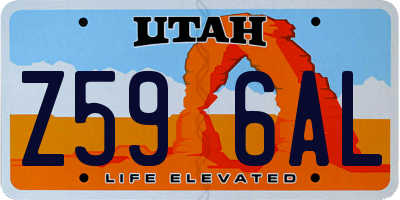 UT license plate Z596AL