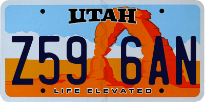 UT license plate Z596AN