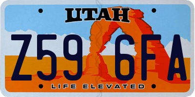 UT license plate Z596FA