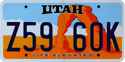 UT license plate Z596OK
