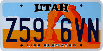 UT license plate Z596VN