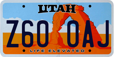 UT license plate Z600AJ