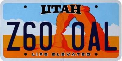 UT license plate Z600AL