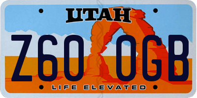 UT license plate Z600GB