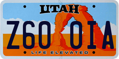 UT license plate Z600IA