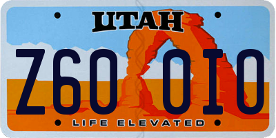 UT license plate Z600IO