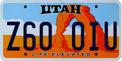 UT license plate Z600IU