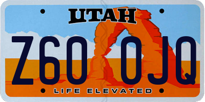 UT license plate Z600JQ