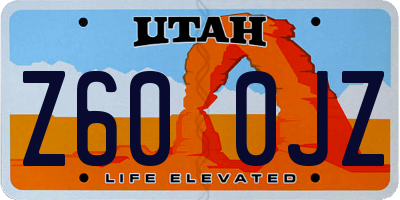 UT license plate Z600JZ