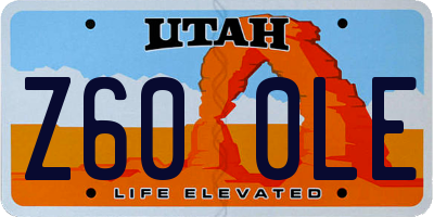 UT license plate Z600LE