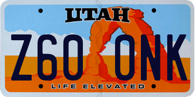 UT license plate Z600NK