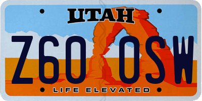 UT license plate Z600SW