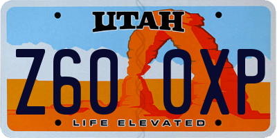UT license plate Z600XP