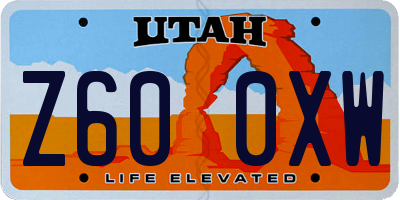 UT license plate Z600XW