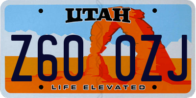 UT license plate Z600ZJ